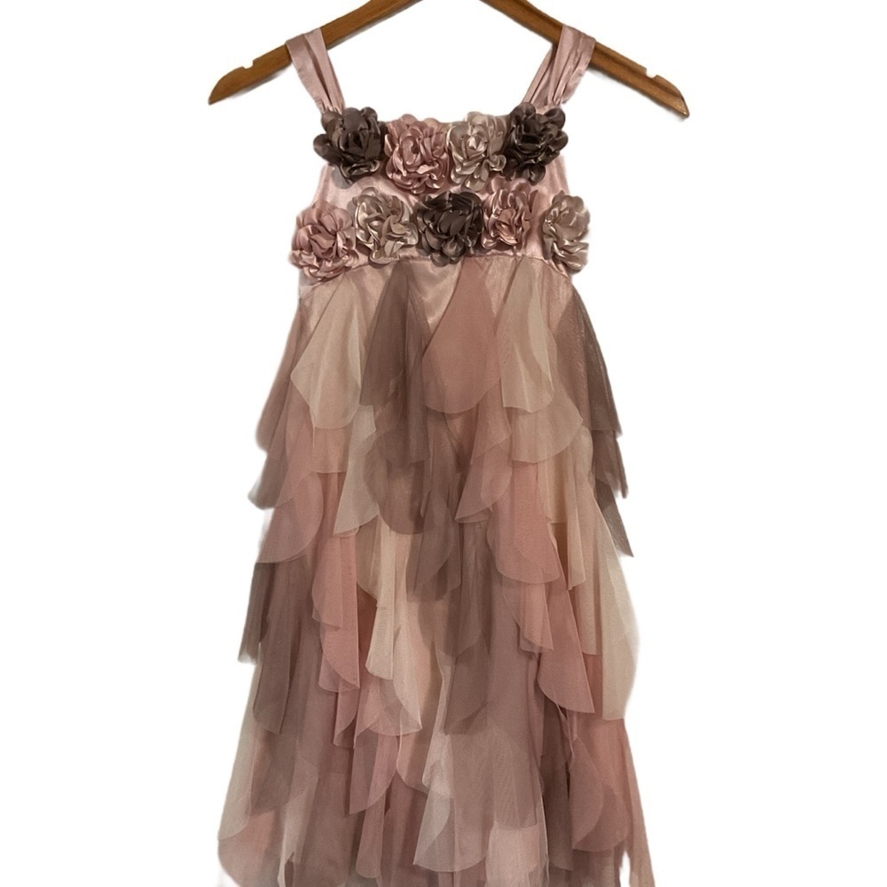 Biscotti Pink Princess Dress Floral Elegant Brown Layered Easter dress - Picture 2 of 10